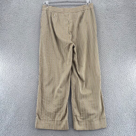 Chicos Pants Womens 0.5 US 6 Brown Striped Stretch Wide Leg Stretch Capri Casual - Picture 3 of 12
